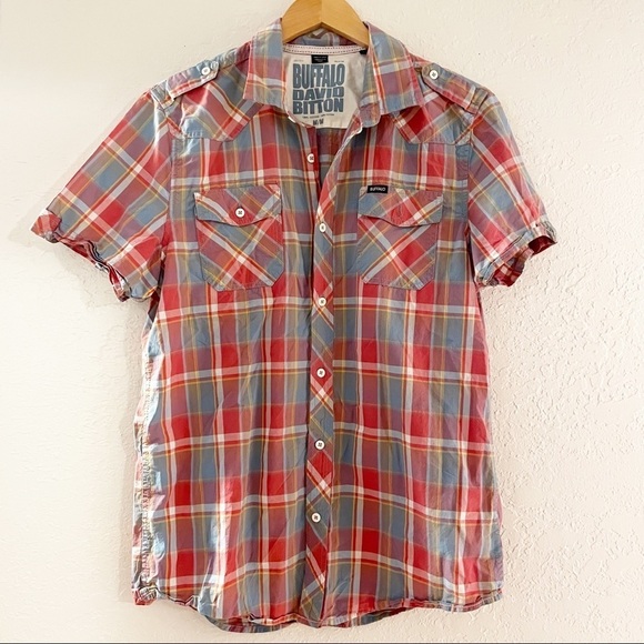 Buffalo David Bitton Boys' Big Short Sleeve‎ Button Down Shirt Size Medium - Picture 1 of 5